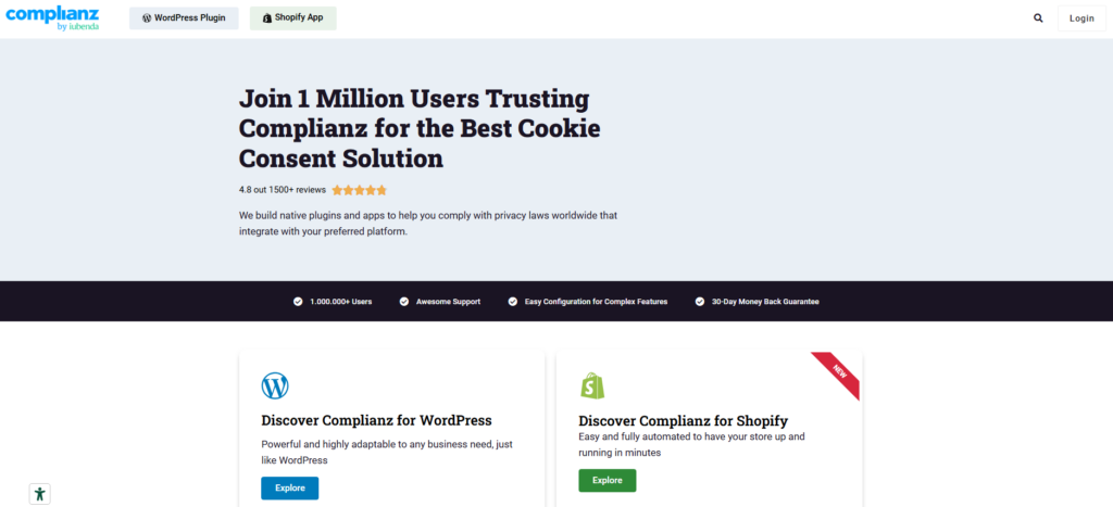 Complianz WordPress cookie consent plugin dashboard