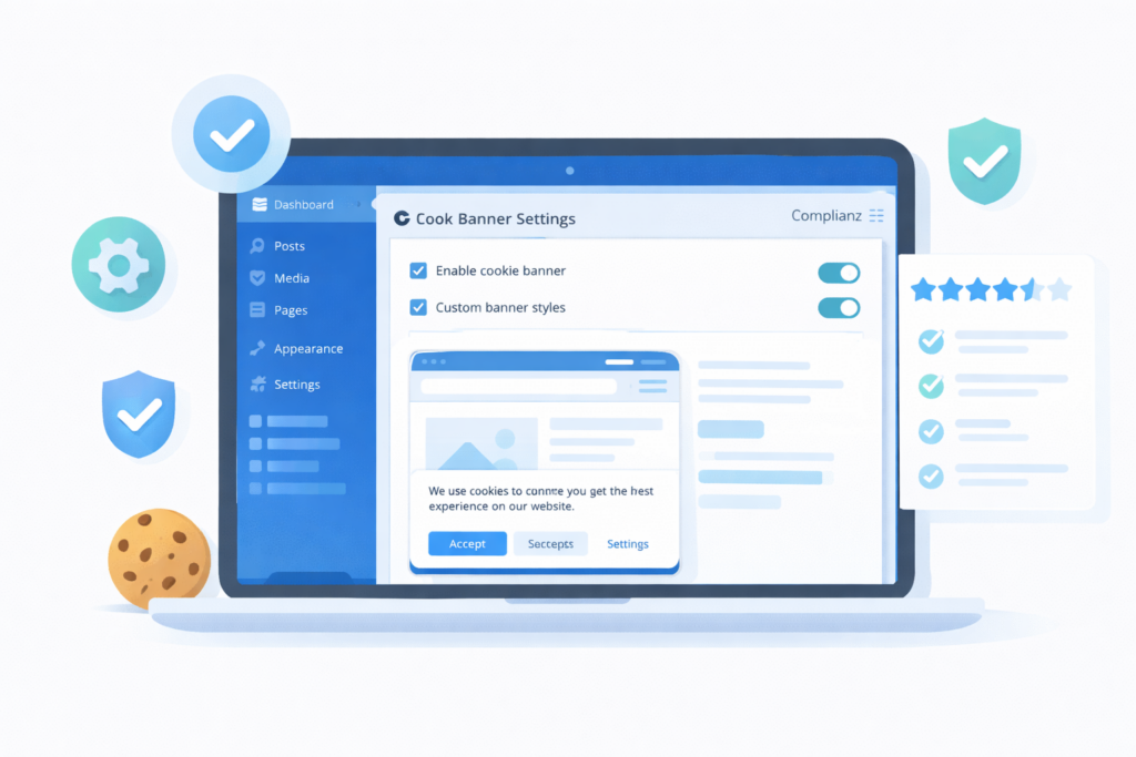 Complianz review illustration for WordPress cookie consent and privacy management