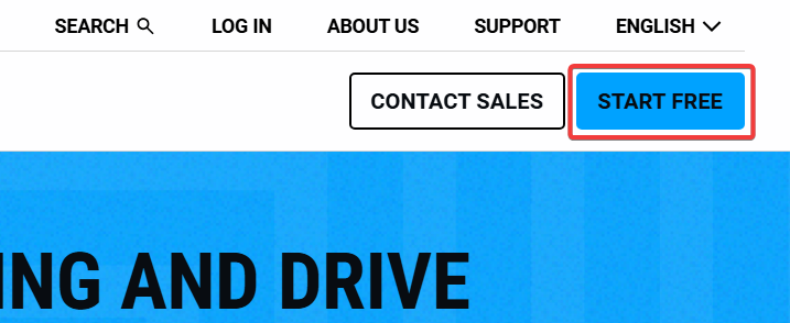 Cookiebot start free button on the Cookiebot website