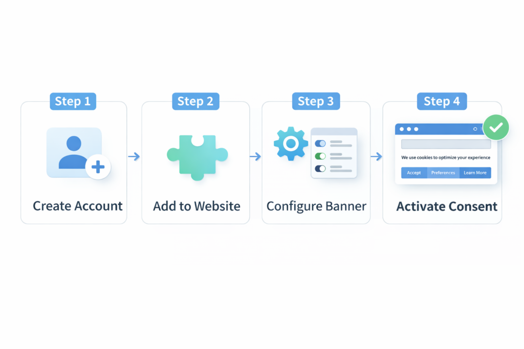 iubenda setup process from account creation to activating cookie consent