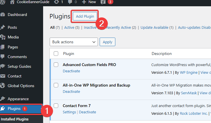 Open Add Plugin page in WordPress dashboard