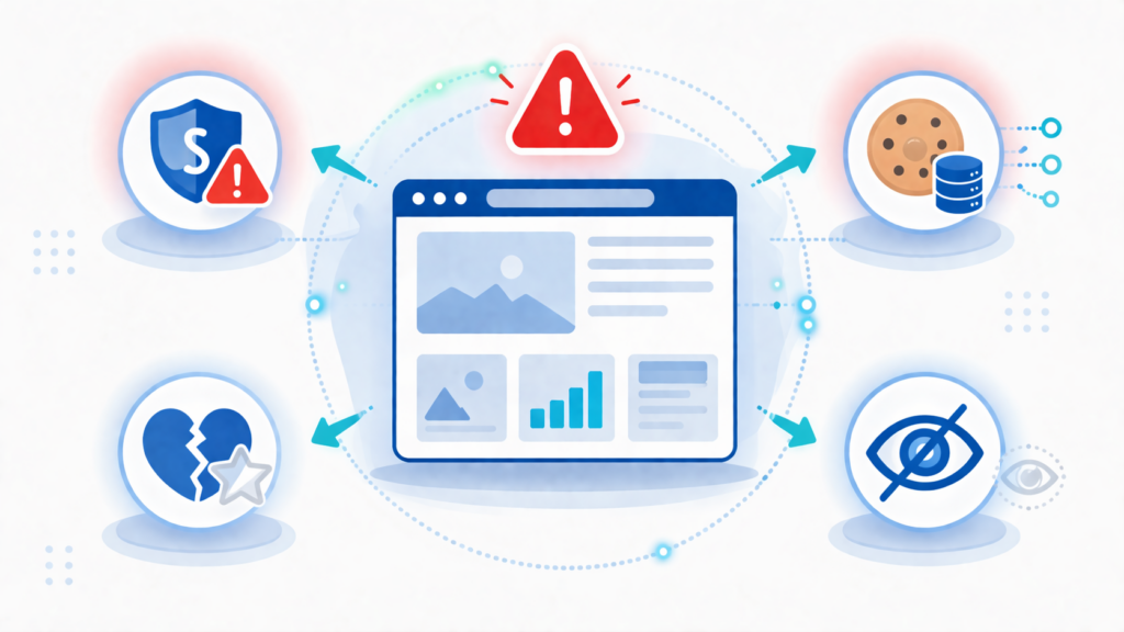 Trust and compliance risks caused by a missing cookie banner