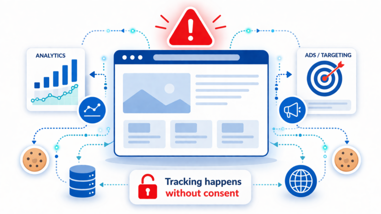 Website tracking cookies loading without a cookie banner or user consent