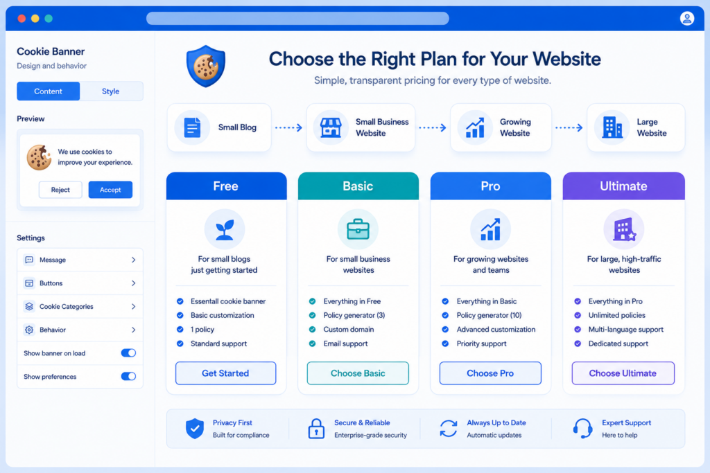 CookieYes free vs paid plan decision guide for website owners