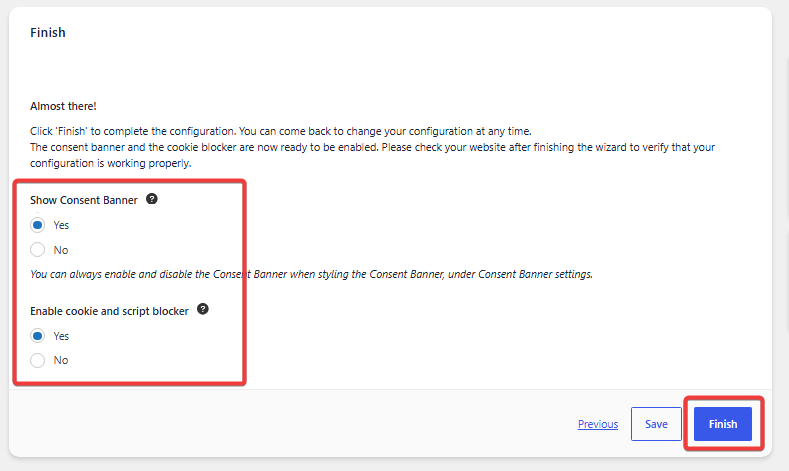 View the Complianz dashboard after completing the initial setup.