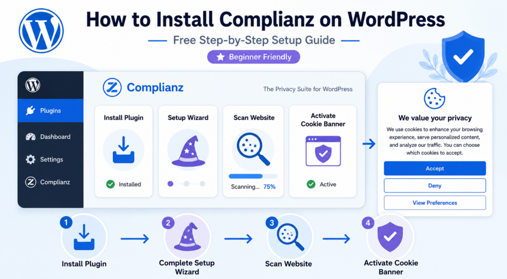 How to install the free Complianz cookie consent plugin on WordPress
