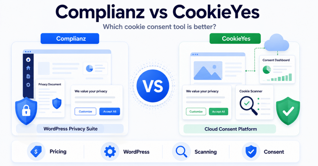 Complianz vs CookieYes comparison of cookie consent tools