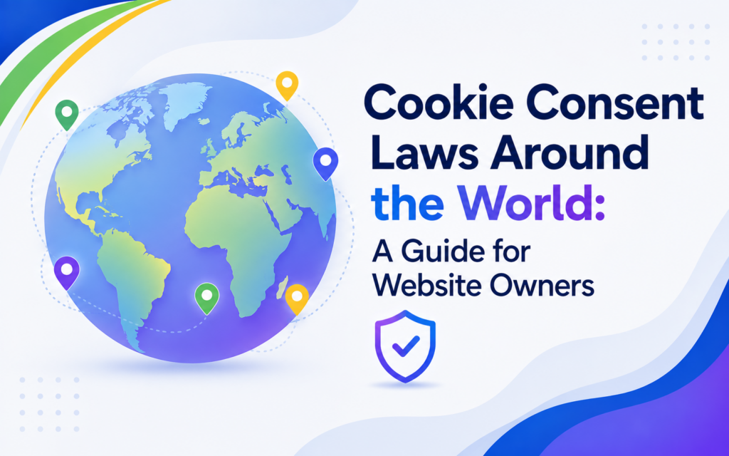 World map and privacy controls illustrating cookie consent laws around the world