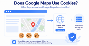 Embedded Google Maps showing cookies and a connection to an external map service
