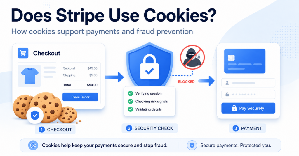Stripe cookies supporting online payments, checkout security, and fraud prevention
