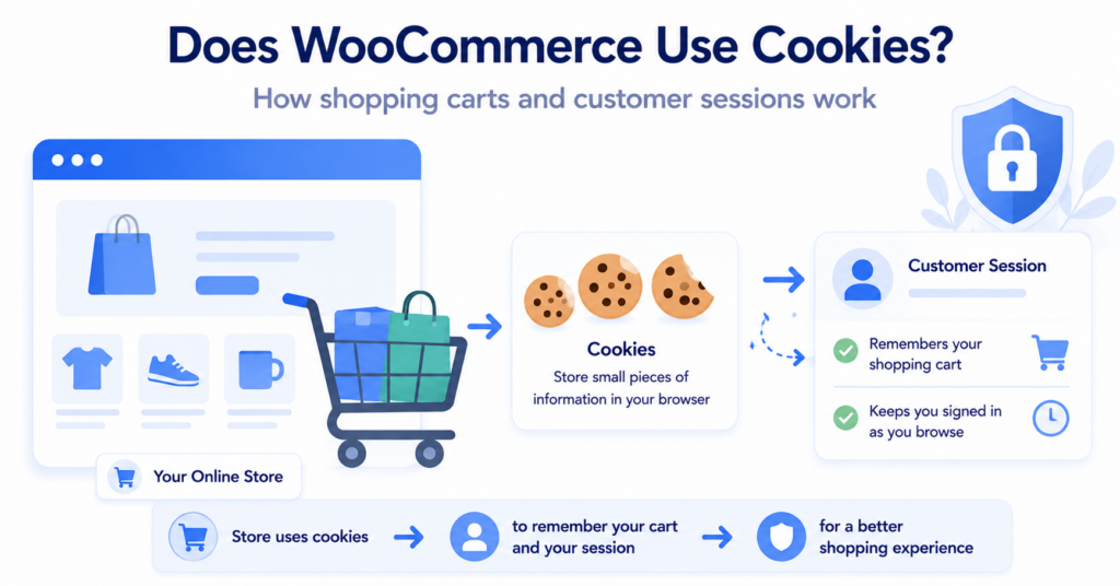 WooCommerce store using cookies for shopping cart and customer session functionality