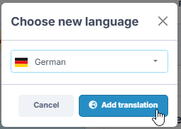 German selected as a new CookieScript banner translation