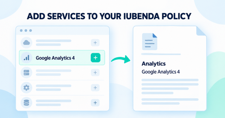 Illustration showing Google Analytics 4 added to an iubenda privacy policy