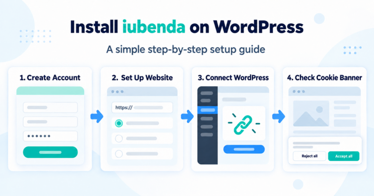 Illustration of installing iubenda on WordPress and checking the cookie consent banner
